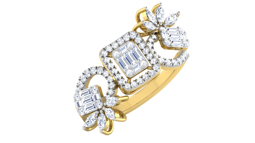 SparkVogue Gold Halo Ring