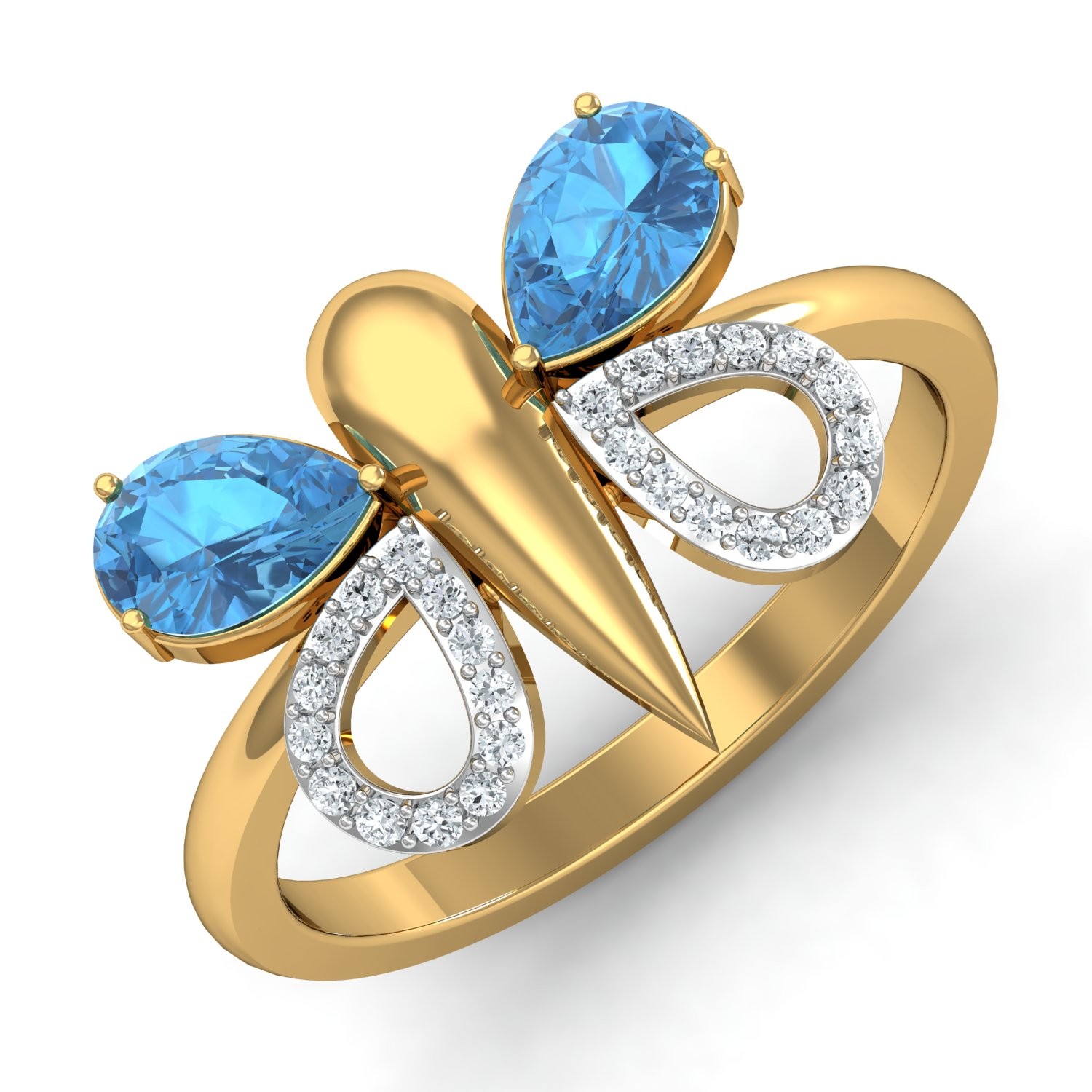 Blue Flutter Gold Ring
