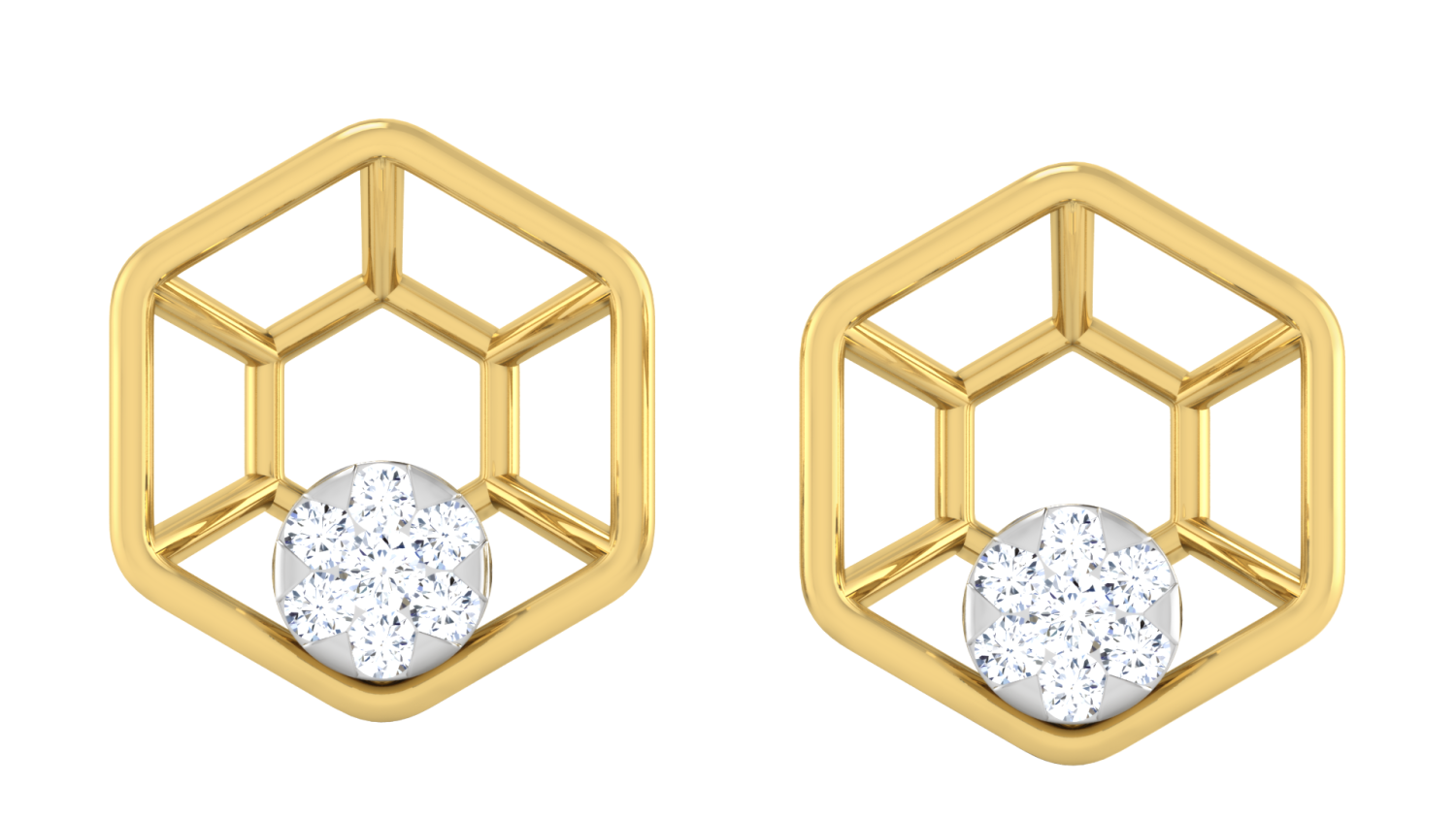 Hexa Frame Diamond Earrings